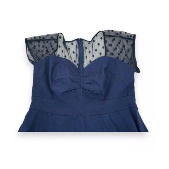 Torrid Navy Blue Mesh Dot Inset Retro Swing Dress Sweetheart Neck Size 20 Retro - Picture 5 of 7